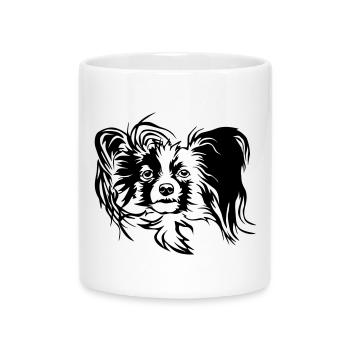 Papillon Head - Mug with Heart-Shaped Handle - white - Front