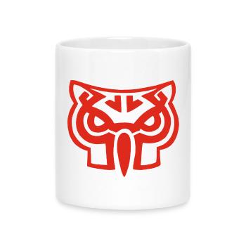 Roter Eulenkopf - Tasse mit Herzhenkel - Weiß - Vorne