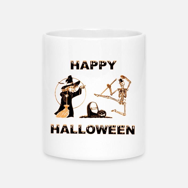 Spooky Halloween wizards and skeleton design - Mug with Heart-Shaped Handle - white