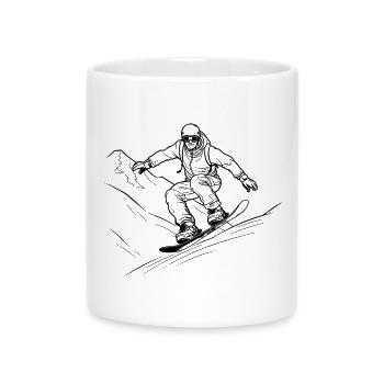 Snowboarder Line Art - Tasse mit Herzhenkel - Weiß - Vorne