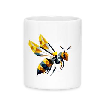 geometrische Biene, in modernem Polygon-Stil - Tasse mit Herzhenkel - Weiß - Vorne