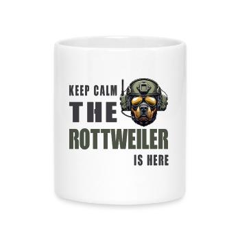 Rottweiler – Keep Calm Design - Tasse mit Herzhenkel - Weiß - Vorne