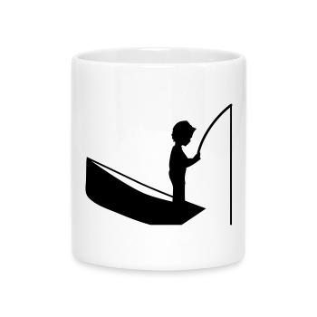 Un garçon avec une pêche - Mug avec anse en forme de cœur - blanc - Devant