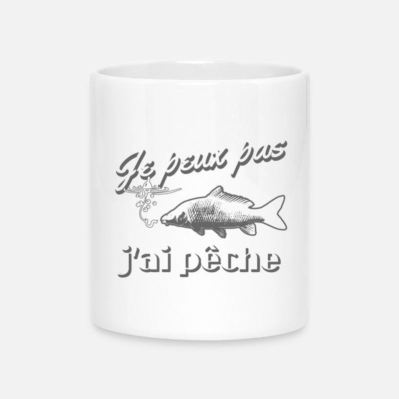 Je peux pas j'ai pêche à la carpe hameçon bouchon - Mug avec anse en forme de cœur - blanc