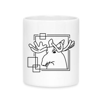 Orignal en forme géométrique - Conception d’art au trait - Mug avec anse en forme de cœur - blanc - Devant