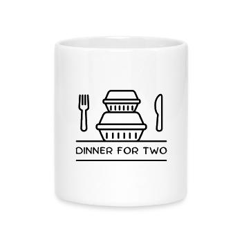Abendessen für zwei – Takeaway-Boxen Gabel Messer. - Tasse mit Herzhenkel - Weiß - Vorne