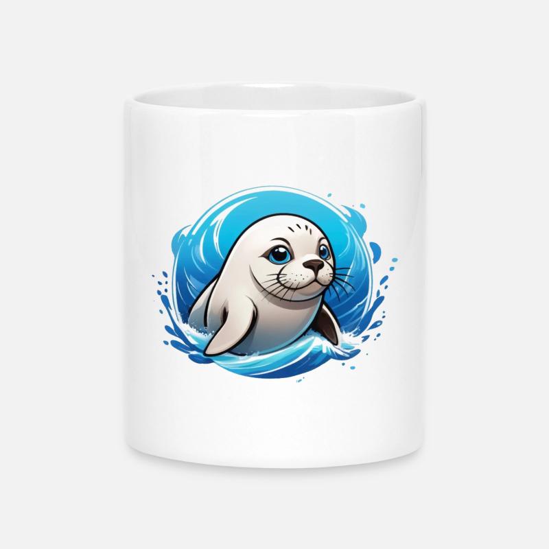 Sceller dans l’eau - Mug avec anse en forme de cœur - blanc