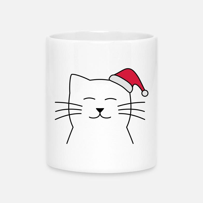 Chat Père Noël Père Noël cadeau de Noël - Mug avec anse en forme de cœur - blanc