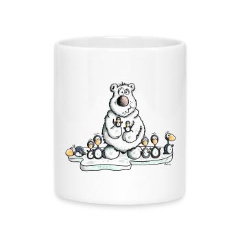 Ours Polaire avec les pingouins - Mug avec anse en forme de cœur - blanc - Devant