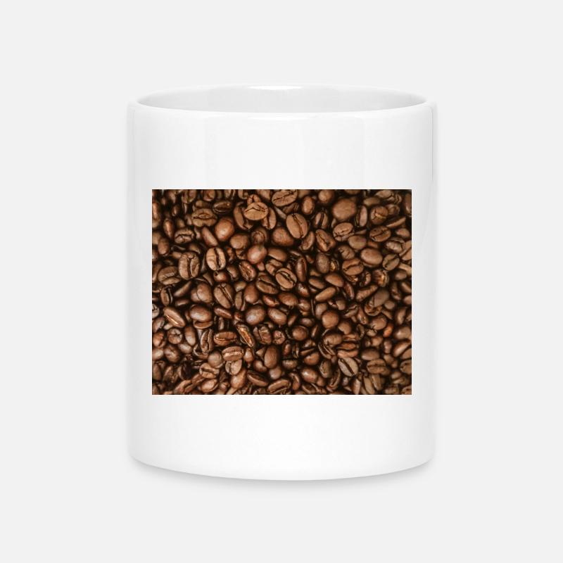 Kaffeebohnen Muster - Tasse mit Herzhenkel - Weiß