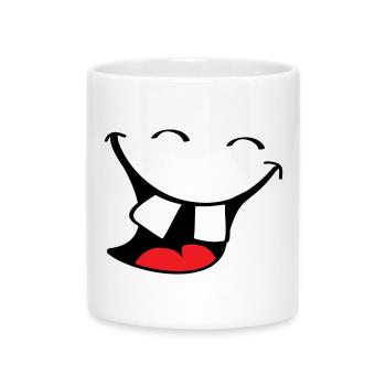 Großes Lächeln. Glücklicher, lächelnder Mund, Lippen Gesicht. - Tasse mit Herzhenkel - Weiß - Vorne