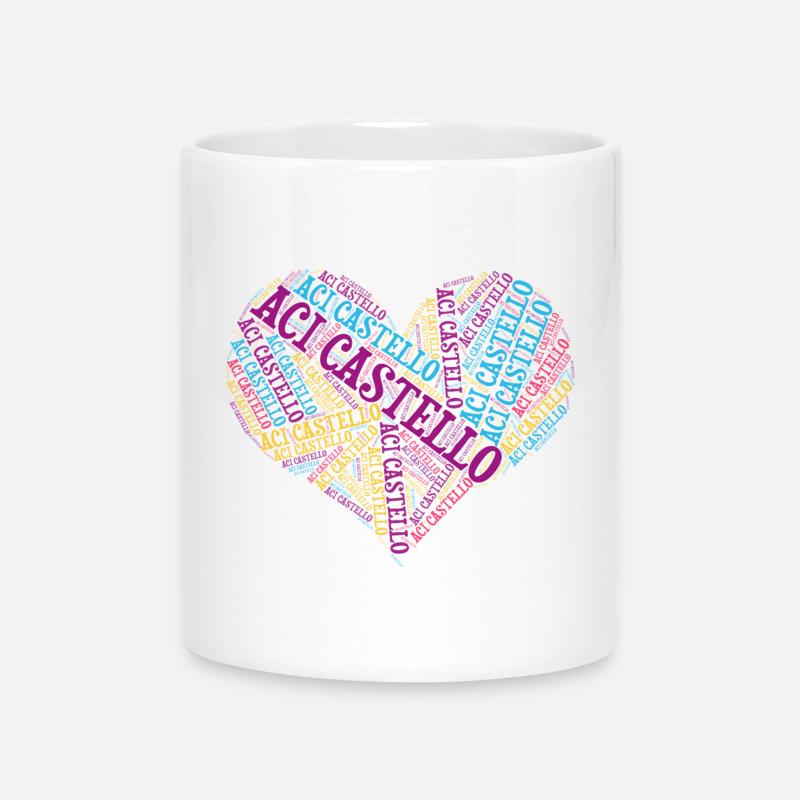 T-Shirt Aci Castello T-Shirt Geschenkidee Collage - Tasse mit Herzhenkel - Weiß