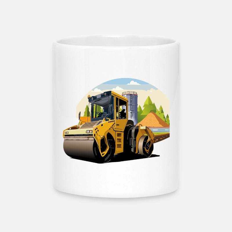 Road roller at work - Mug with Heart-Shaped Handle - white