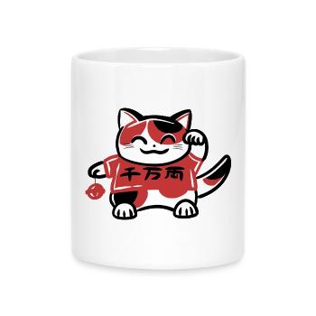 Japanese calico cat Maneki Neko - Mug with Heart-Shaped Handle - white - Front