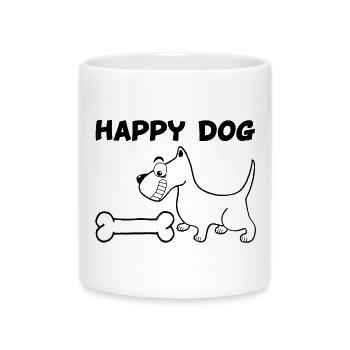 Ein glücklicher Hund (schwarz) - Tasse mit Herzhenkel - Weiß - Vorne