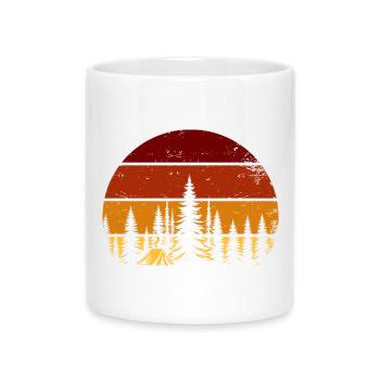 Retro Sonnenuntergang im Wald – Camping Vibes - Tasse mit Herzhenkel - Weiß - Vorne