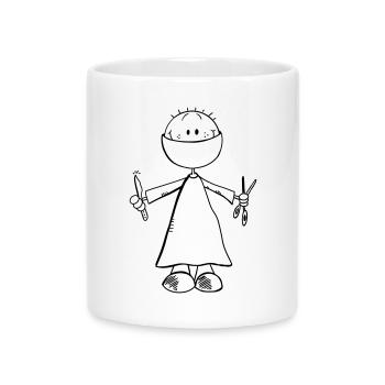 Chirurg Comicfigur - Arzt - Chirurgie - OP - Team - Tasse mit Herzhenkel - Weiß - Vorne