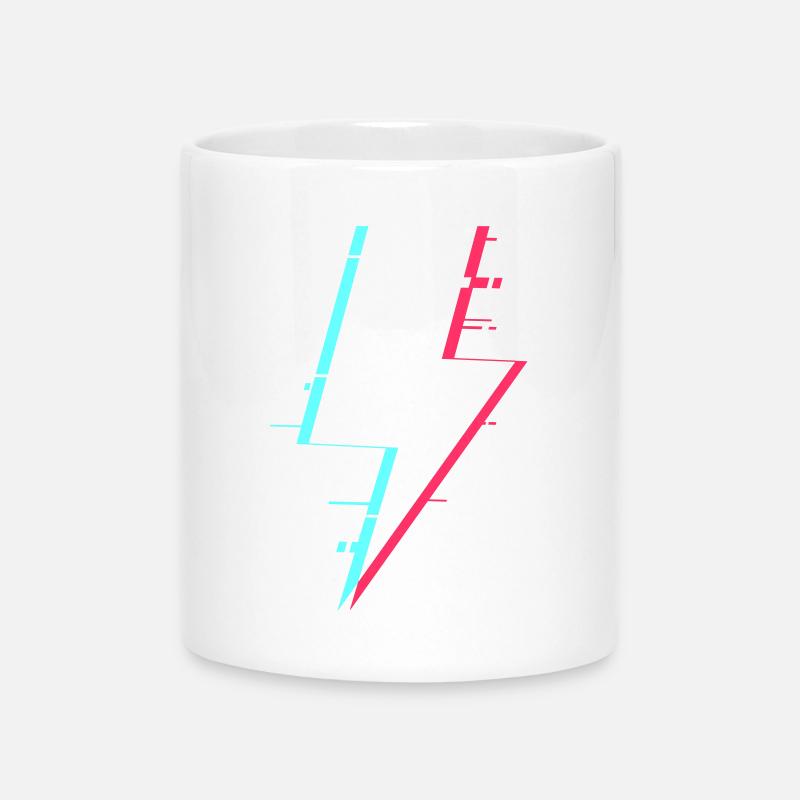 Blitzstil Retro Digitale Beleuchtung - Tasse mit Herzhenkel - Weiß