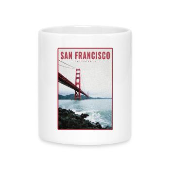Carte postale rétro Golden Gate de San Francisco - Mug avec anse en forme de cœur - blanc - Devant
