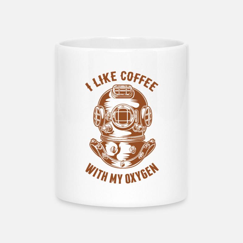 J’aime le café avec mon oxygène - Les plongeurs adorent le café - Mug avec anse en forme de cœur - blanc