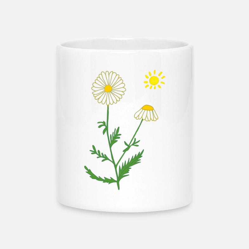 Chamomile with sun - Mug with Heart-Shaped Handle - white