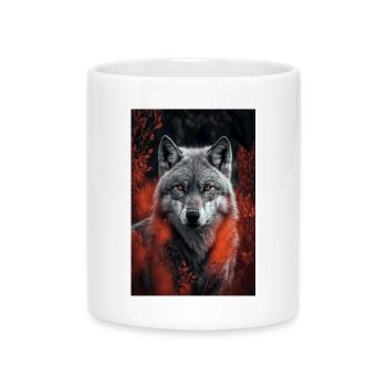 Wolf, infrared image - Mug with Heart-Shaped Handle - white - Front