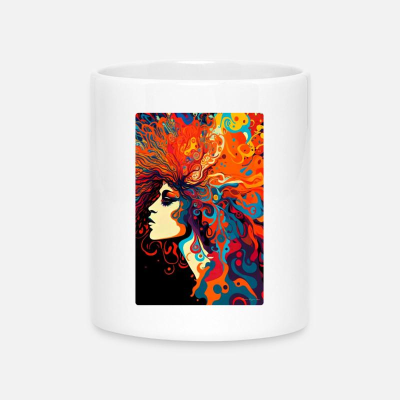 Auf der Bühne in den 70ern -3- Psychedelische Kunst - Tasse mit Herzhenkel - Weiß