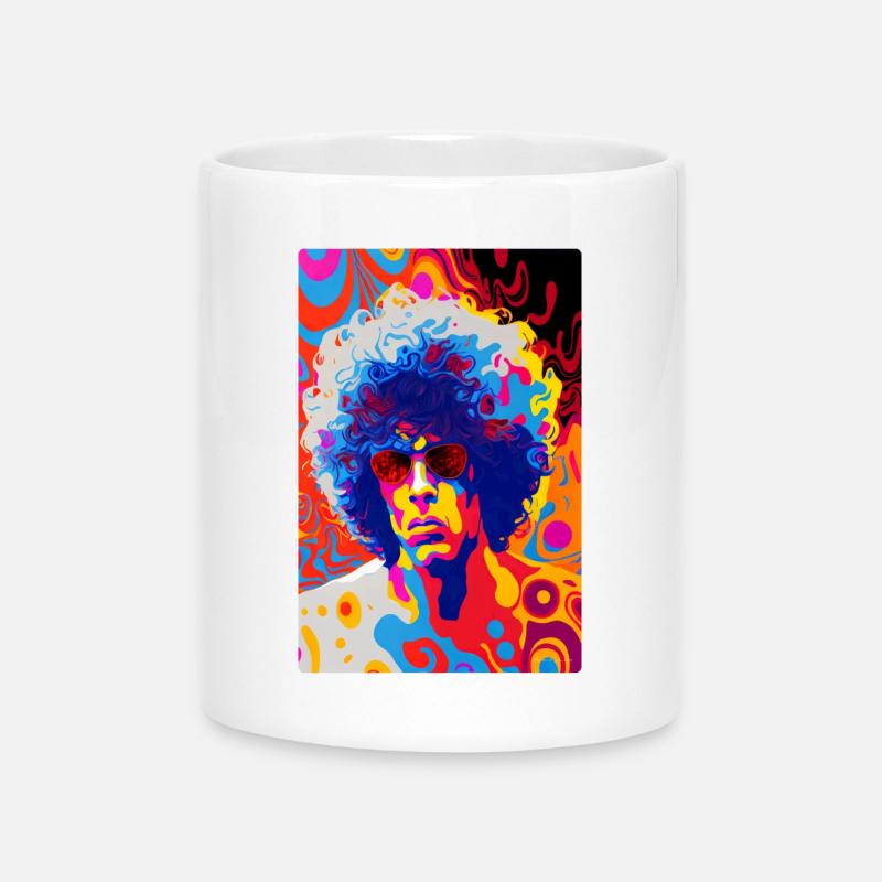 Auf der Bühne in den 70ern -1- Psychedelische Kunst - Tasse mit Herzhenkel - Weiß