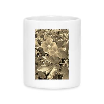 AUTUMN ANEMONES sepia - Mug with Heart-Shaped Handle - white - Front