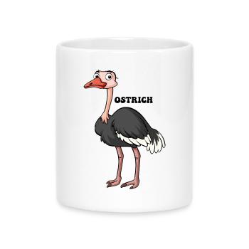 Autruche de dessin animé : plumes noires et blanches audacieuses - Mug avec anse en forme de cœur - blanc - Devant