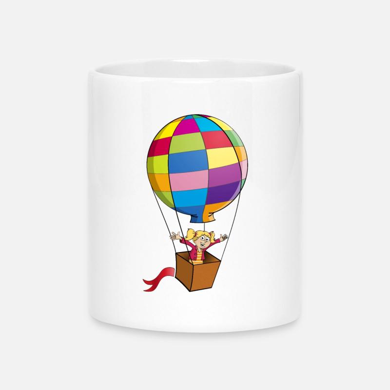 Bunte Ballonreise Auspacken - Tasse mit Herzhenkel - Weiß