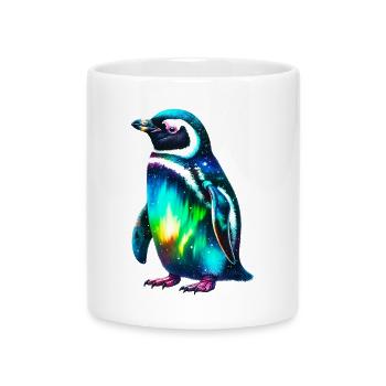 Aurora Borealis Penguin - Mug with Heart-Shaped Handle - white - Front