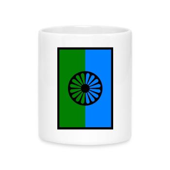 115552801 188819732 Romani-Flagge 1 - Tasse mit Herzhenkel - Weiß - Vorne