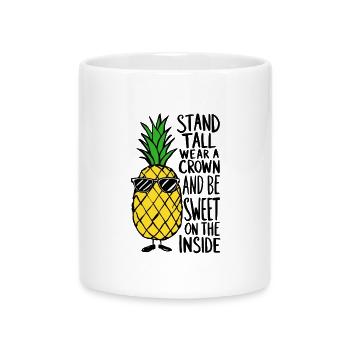 Cool Pineapple with "Stand Tall" - Mug with Heart-Shaped Handle - white - Front