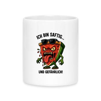 Pizza juteuse avec des lunettes de soleil - Mug avec anse en forme de cœur - blanc - Devant