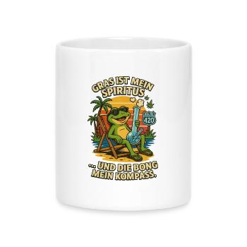 Frog on the Beach: Bong & Route 420 - Mug with Heart-Shaped Handle - white - Front