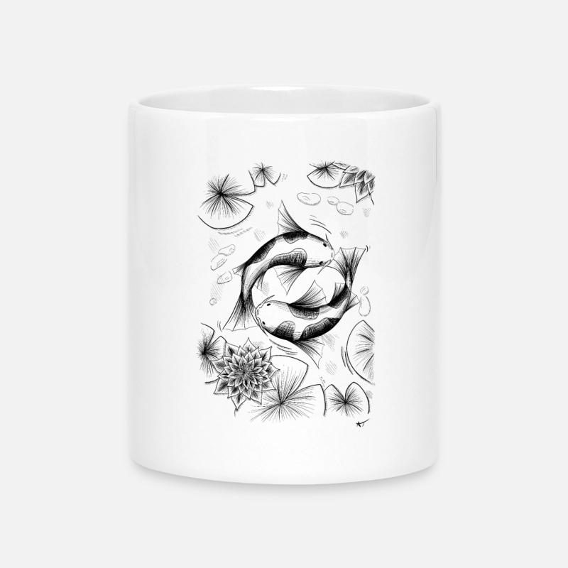 Kois dans l'étang - Mug avec anse en forme de cœur - blanc