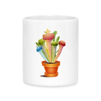 Plante carnivore - plante tubuleuse en pot - Mug avec anse en forme de cœur - blanc - Devant