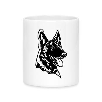 Tête de Malinois - Mug avec anse en forme de cœur - blanc - Devant