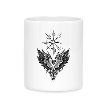 Rabe Odin Vegvisir Valknut - Tasse mit Herzhenkel - Weiß - Vorne