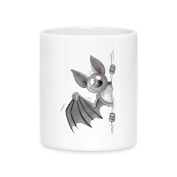 Lustige Fledermaus Cartoon Flughund - Tasse mit Herzhenkel - Weiß - Vorne