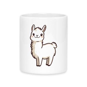 Cute Happy Smiling Alpaca - Adorable Cartoon - Mug with Heart-Shaped Handle - white - Front