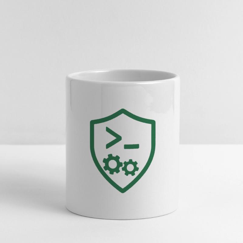 Code Schild mit Zahnrädern Tasse mit Herzhenkel