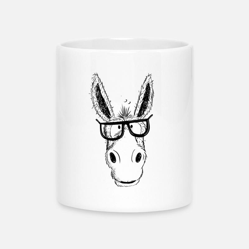 Cool Nerd Donkey With Glasses I Comic Drawing - Mug with Heart-Shaped Handle - white
