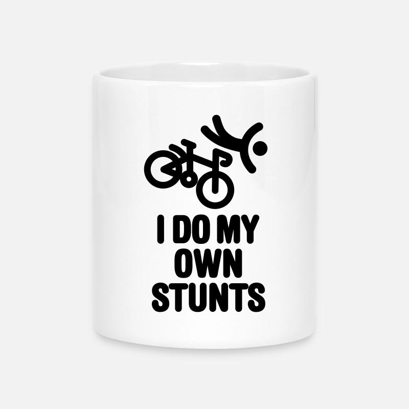 I do my own stunts - racing bicycle - Mug with Heart-Shaped Handle - white