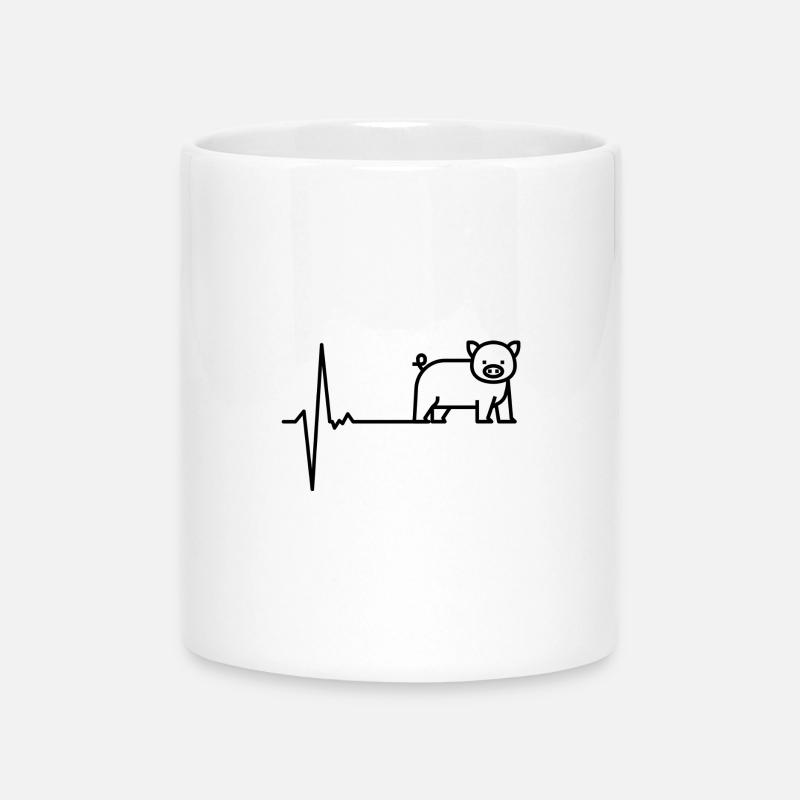 Heartbeat pig - Mug with Heart-Shaped Handle - white
