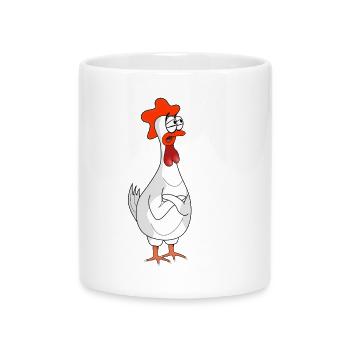 Humorvolle Huhn Cartoon Illustration - Tasse mit Herzhenkel - Weiß - Vorne