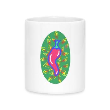 Fiery chili pepper - Mug with Heart-Shaped Handle - white - Front