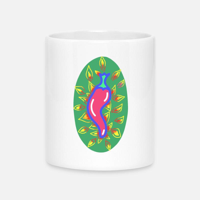 piment enflammé - Mug avec anse en forme de cœur - blanc