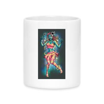 Vibrant Neon Girl with Surreal Style - Mug with Heart-Shaped Handle - white - Front